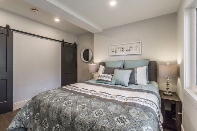 Bedroom with barn doors