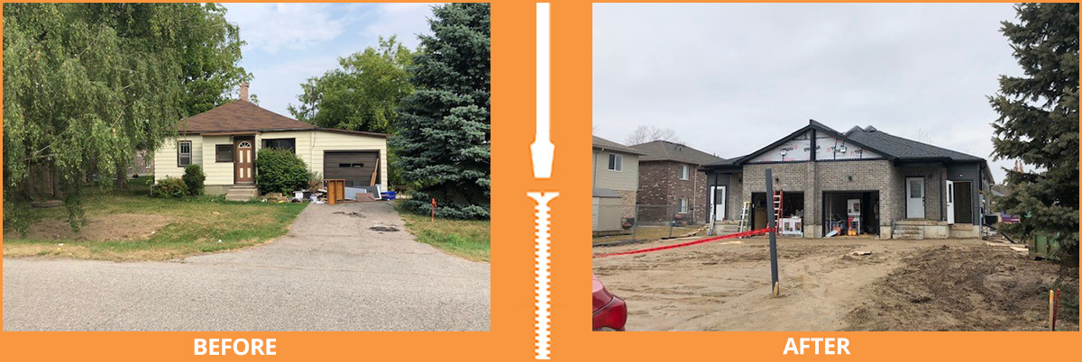 Before and after house construction