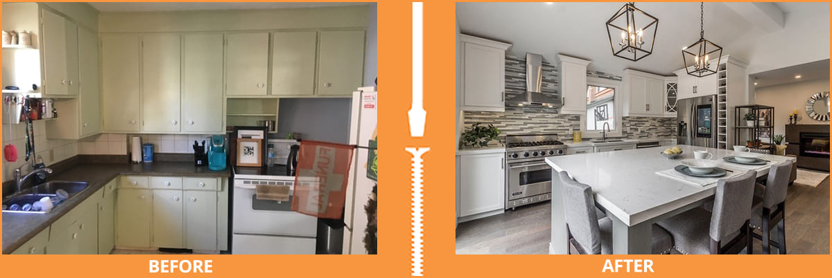 Before and after kitchen redesign