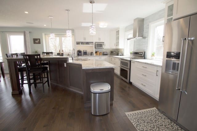 Custom island in open concept kitchen