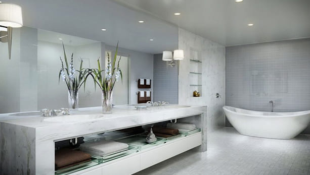 Beautiful white marble bathroom renovation