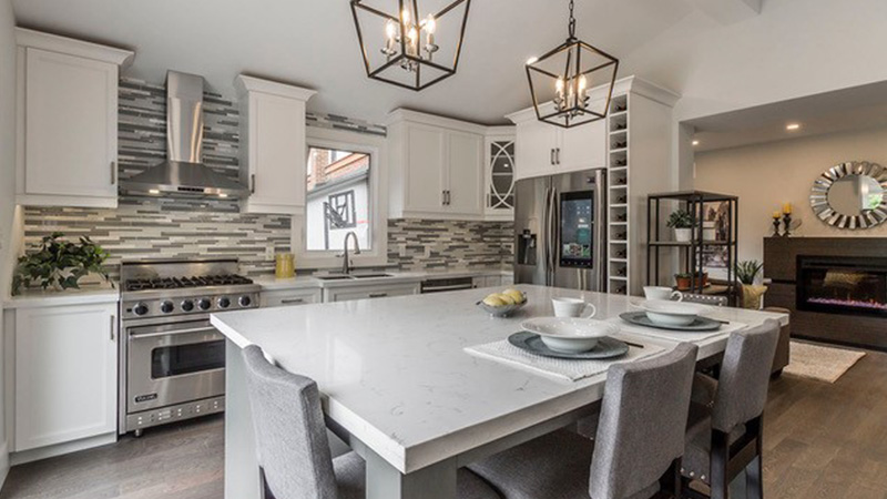 stylish kitchen with table and chairs